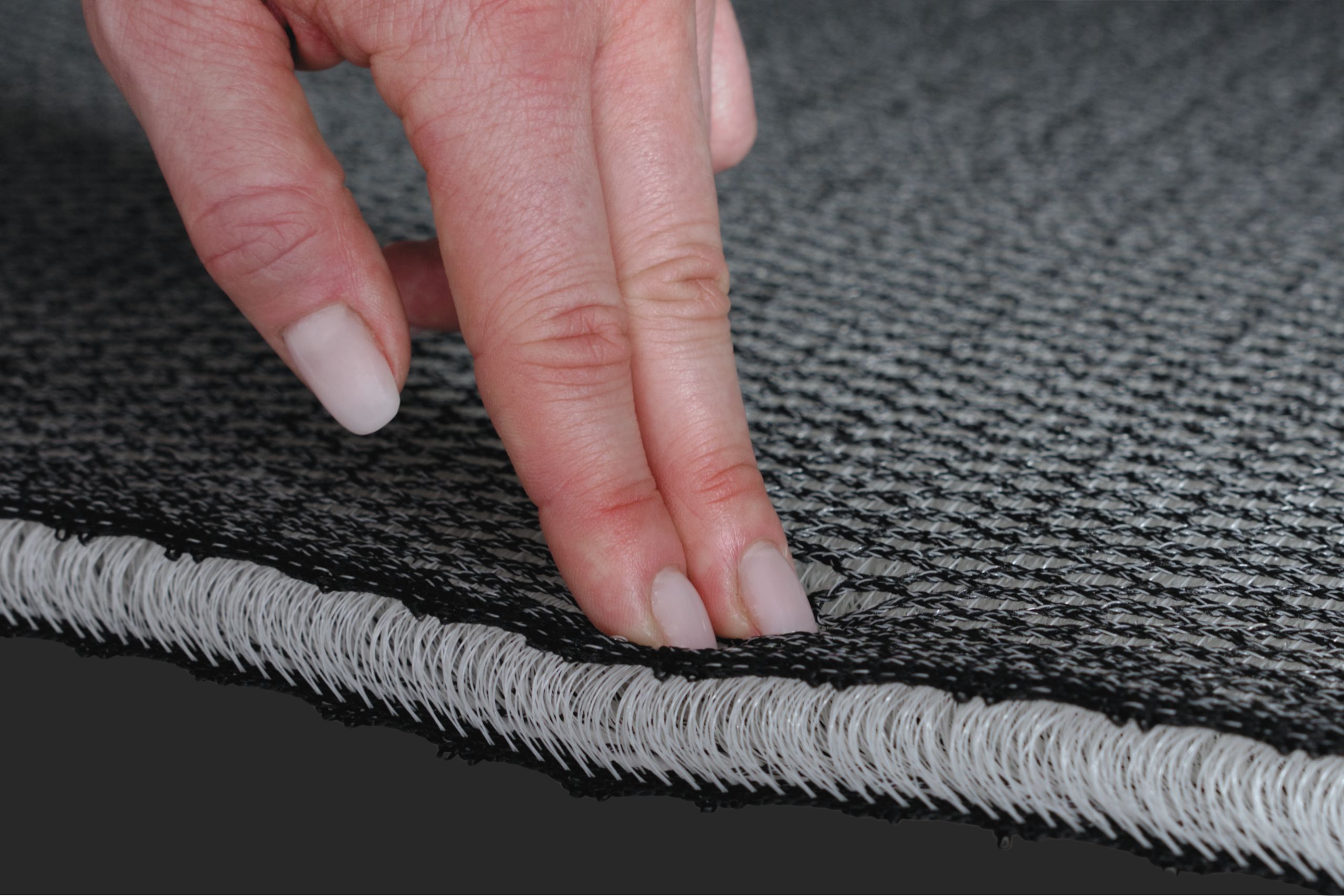 Hand touching airflow 3D mesh fabric Matnext Airflow 3D Mesh spacer fabric 15mm